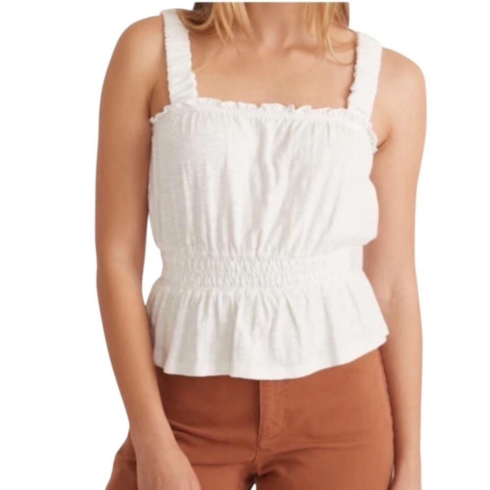 Marine Layer Dylan Smocked Tank Antique White XL